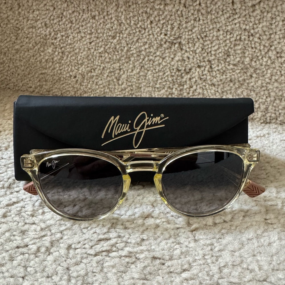 Maui Jim HieHie Clear Frame Sunglasses Polarized Lenses Made in Italy